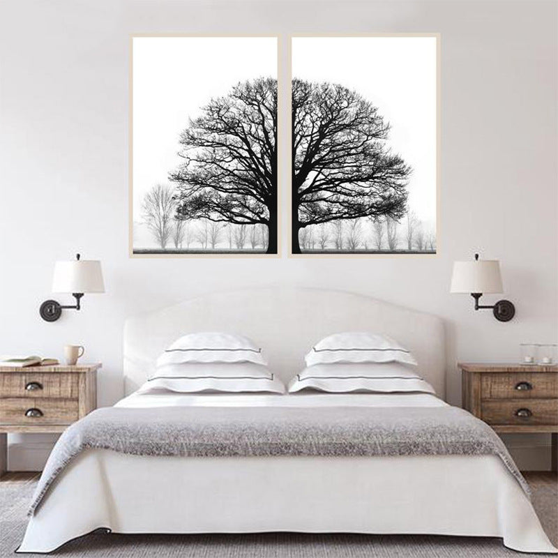 Black & White Winter Trees Canvas Art - Modern Wall Decor