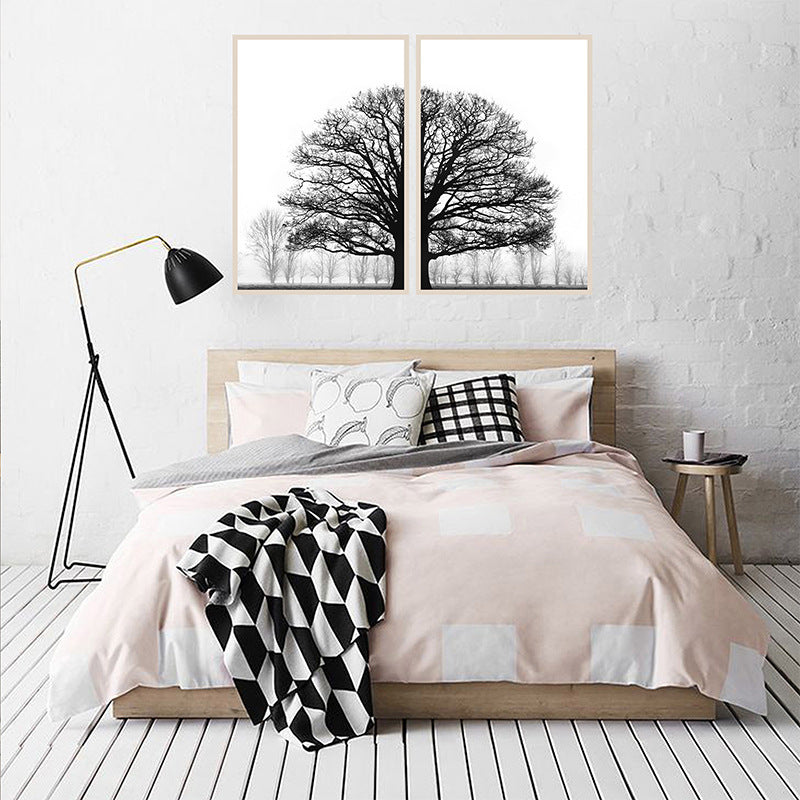 Black & White Winter Trees Canvas Art - Modern Wall Decor