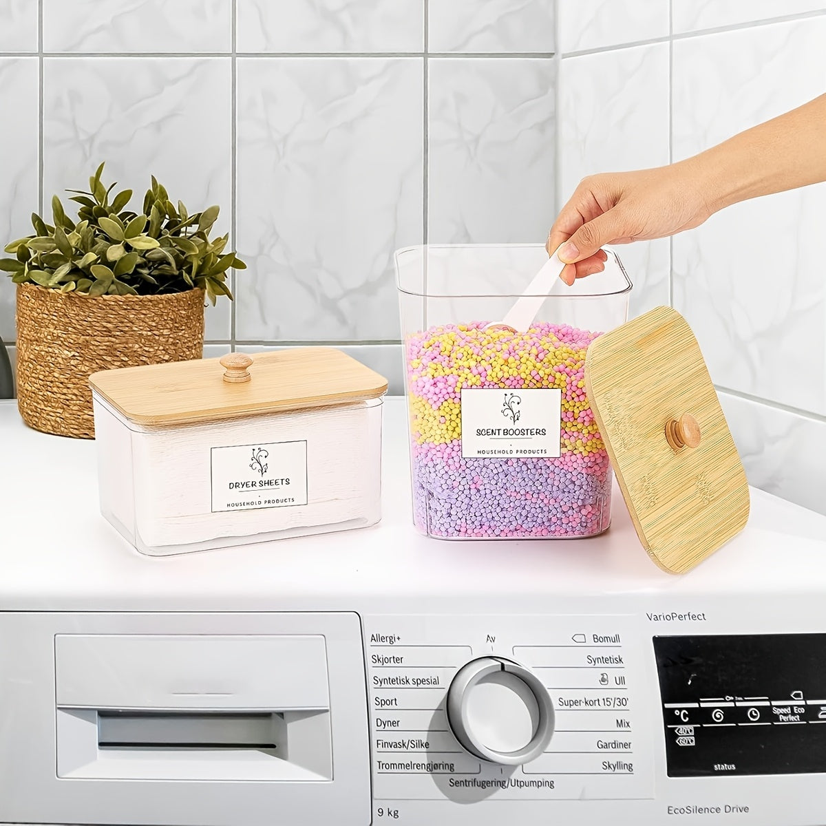 3-Pack Laundry Room Storage Containers - Clear Organizer Set with Lids