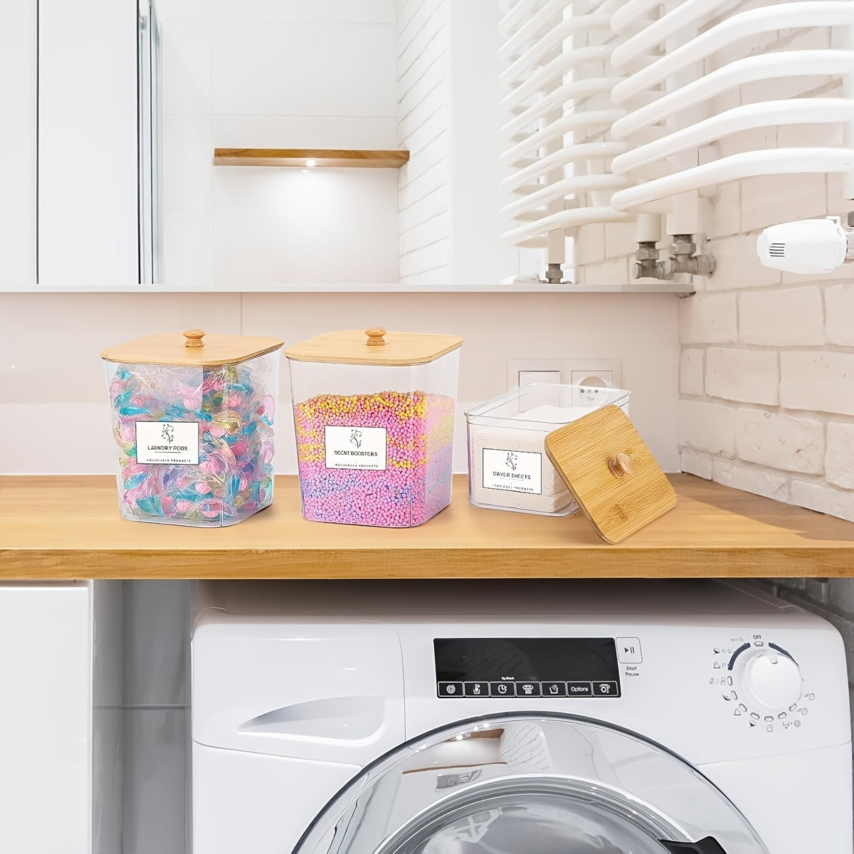 3-Pack Laundry Room Storage Containers - Clear Organizer Set with Lids