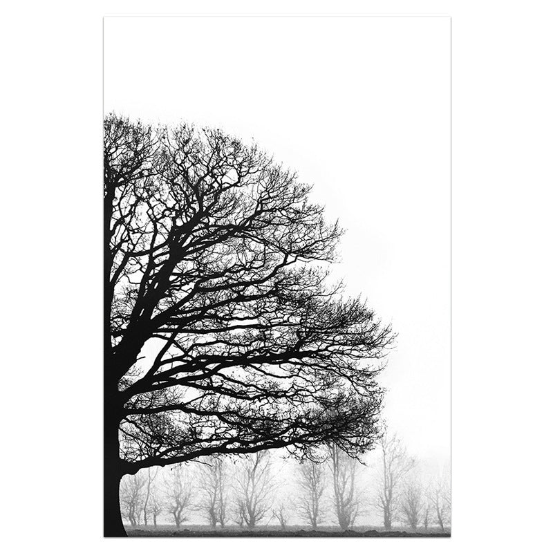 Black & White Winter Trees Canvas Art - Modern Wall Decor