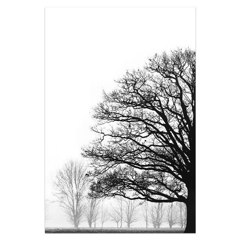 Black & White Winter Trees Canvas Art - Modern Wall Decor