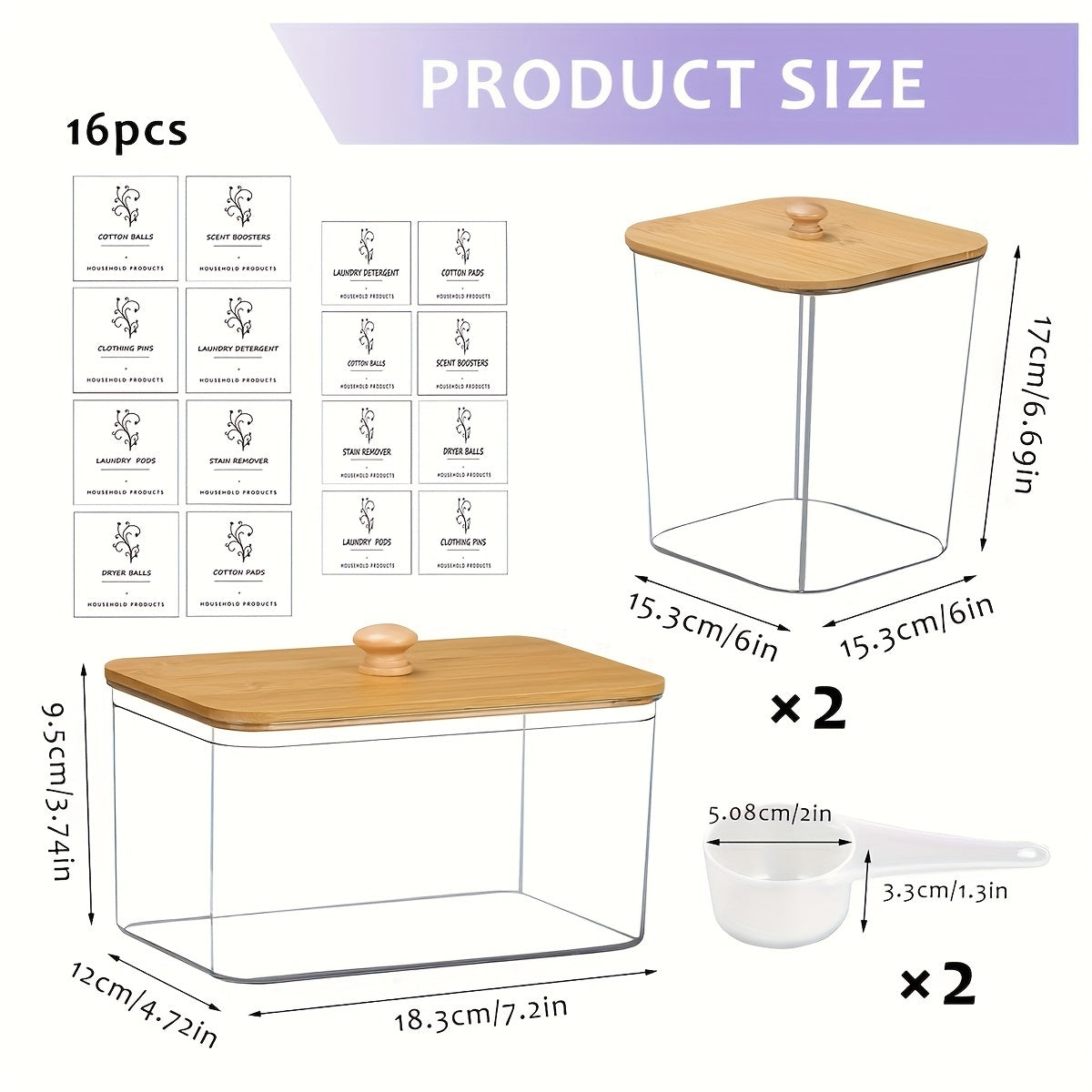 3-Pack Laundry Room Storage Containers - Clear Organizer Set with Lids