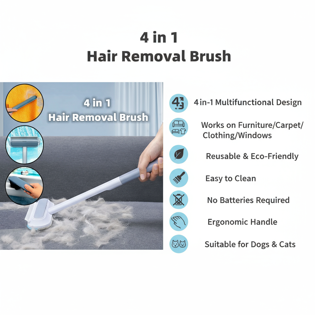 4-in-1 Pet Hair Remover & Cleaning Brush